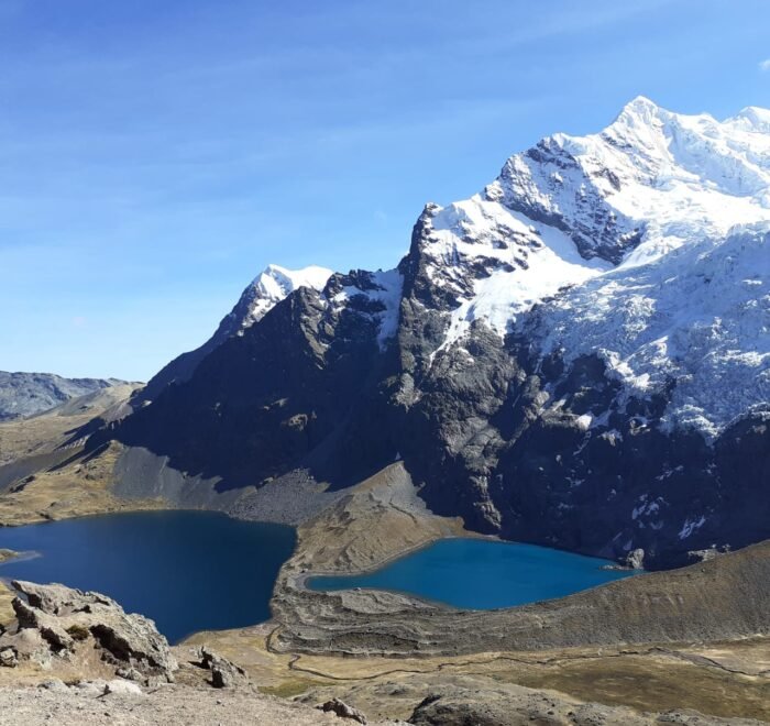 Ausangate Circuit – turquoise lake surrounded by snowy peaks in Peru