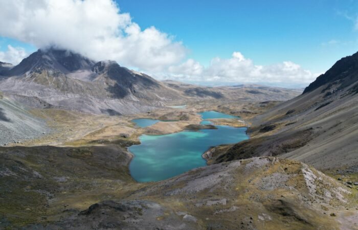 7 Lakes of Ausangate — turquoise Andean lagoons surrounded by snow-capped mountains near Cusco, Peru.