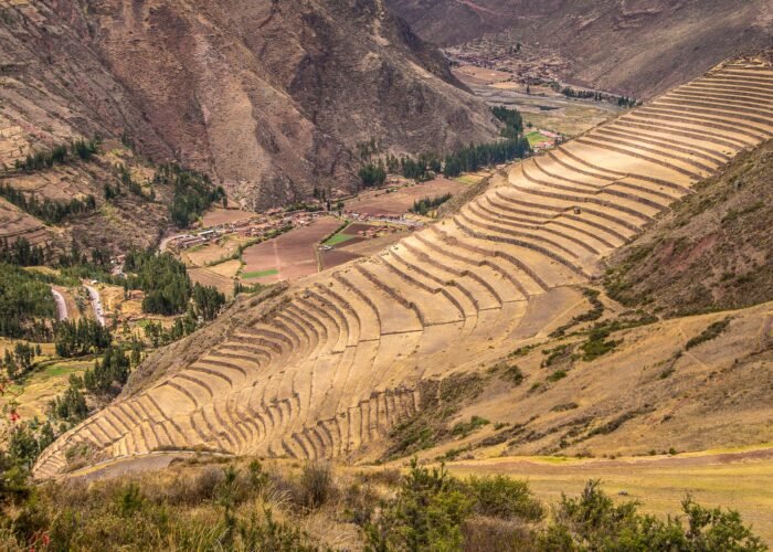 Guided visit to Pisac Ruins overlooking the Sacred Valley in Peru.