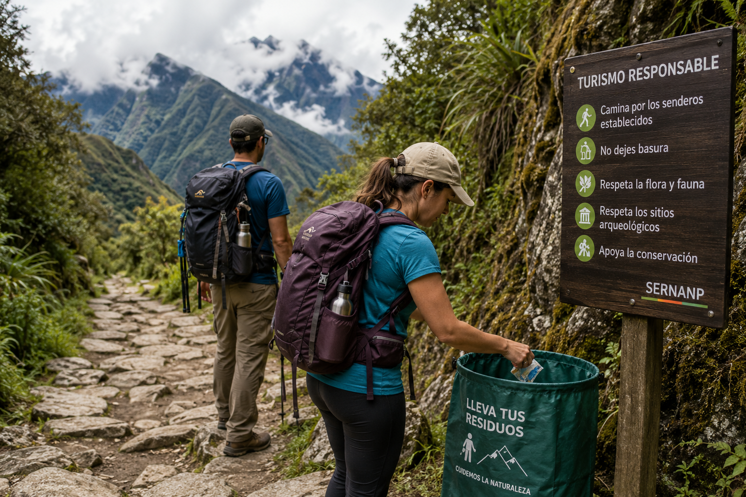 Ancient stone pathways along the Inca Trail Routes leading to Machu Picchu.