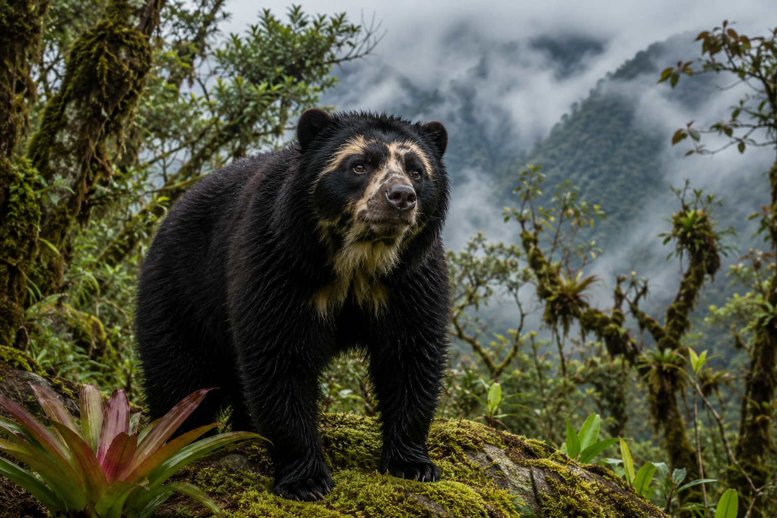 Spectacled Bear Peru Guide Close-up of a Spectacled Bear in Peru showing its distinctive facial markings.